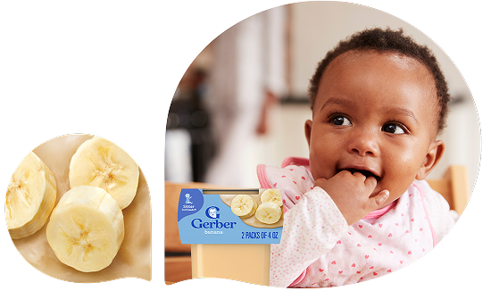 Baby Eating Gerber Banana Puree